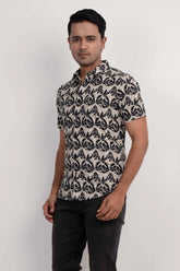 Men Short Sleeve Shirt (Black Printed)